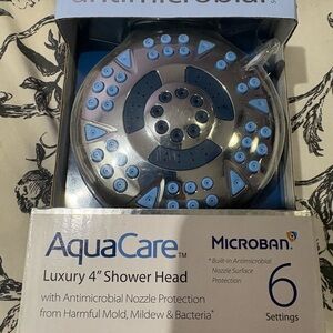 AquaCare 4" Shower Head Chrome, Antimicrobial, Anti-Clog, 6 Settings